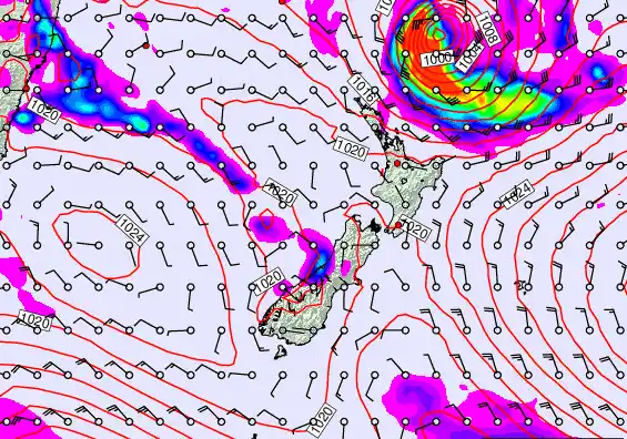 New Zealand forecast chart for Wednesday, March 18th, 2026 at 12:00 PM