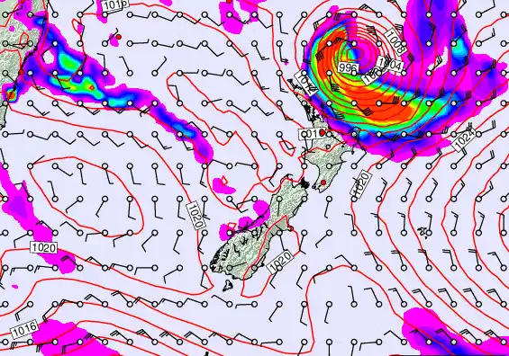 New Zealand forecast chart for Wednesday, March 18th, 2026 at 6:00 PM