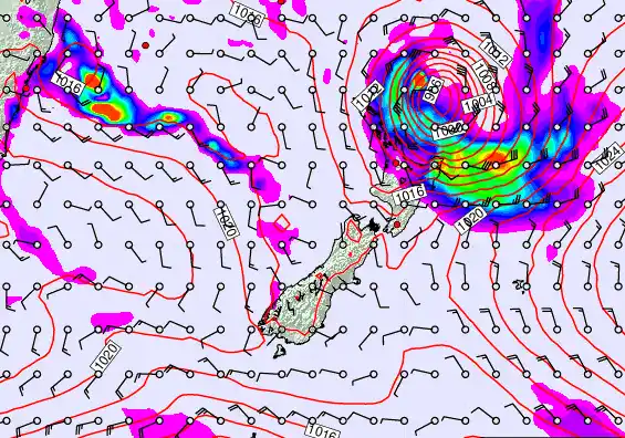New Zealand forecast chart for Thursday, March 19th, 2026 at 12:00 AM