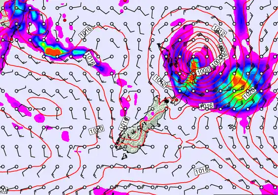 New Zealand forecast chart for Thursday, March 19th, 2026 at 6:00 AM