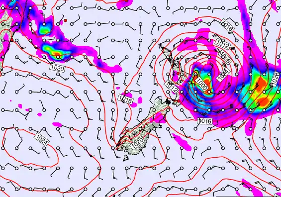 New Zealand forecast chart for Thursday, March 19th, 2026 at 12:00 PM