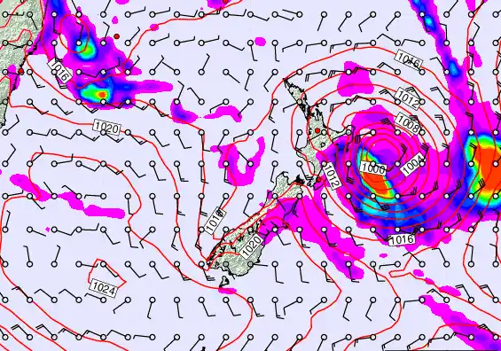 New Zealand forecast chart for Thursday, March 19th, 2026 at 6:00 PM