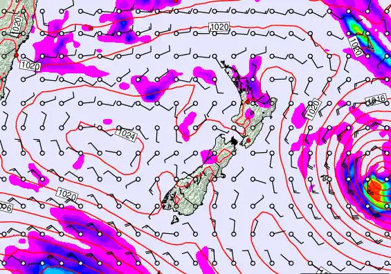 New Zealand forecast chart for Saturday, March 21st, 2026 at 12:00 PM