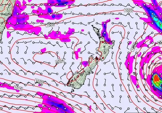 New Zealand forecast chart for Saturday, March 21st, 2026 at 6:00 PM