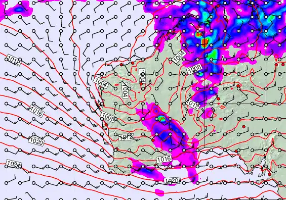 Western Australia forecast chart for Saturday, March 14th, 2026 at 6:00 AM