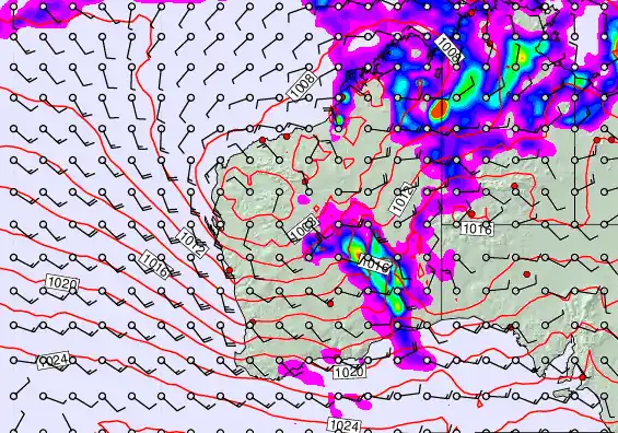 Western Australia forecast chart for Saturday, March 14th, 2026 at 12:00 PM