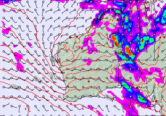 Western Australia forecast chart for Sunday, March 15th, 2026 at 6:00 PM