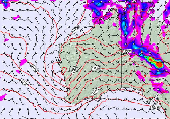 Western Australia forecast chart for Tuesday, March 17th, 2026 at 6:00 AM