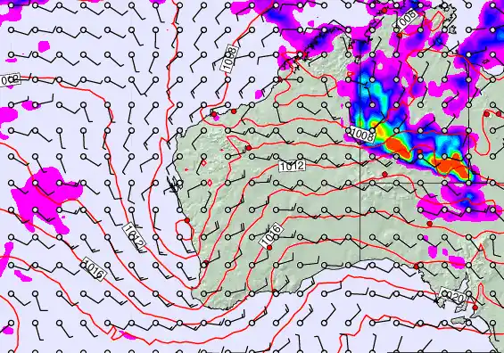 Western Australia forecast chart for Tuesday, March 17th, 2026 at 6:00 PM