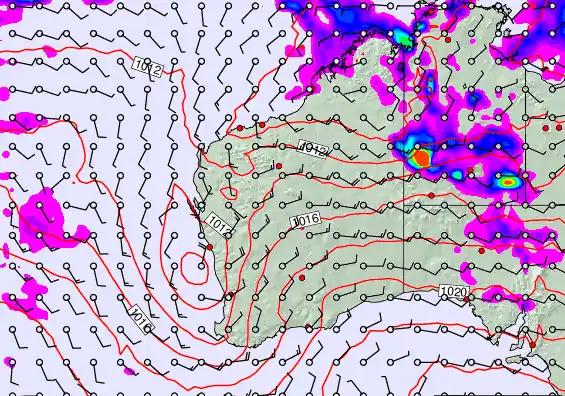 Western Australia forecast chart for Wednesday, March 18th, 2026 at 12:00 AM