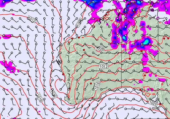 Western Australia forecast chart for Wednesday, March 18th, 2026 at 6:00 AM