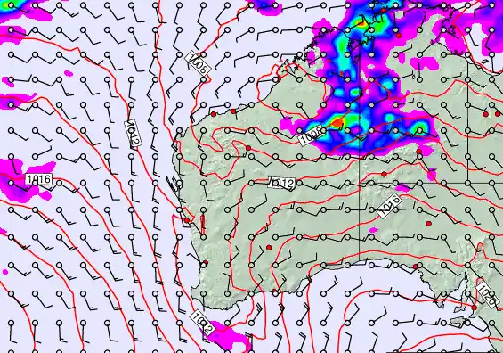 Western Australia forecast chart for Wednesday, March 18th, 2026 at 6:00 PM