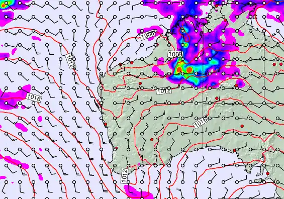 Western Australia forecast chart for Thursday, March 19th, 2026 at 12:00 AM