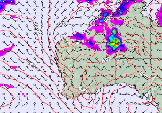 Western Australia forecast chart for Thursday, March 19th, 2026 at 12:00 PM
