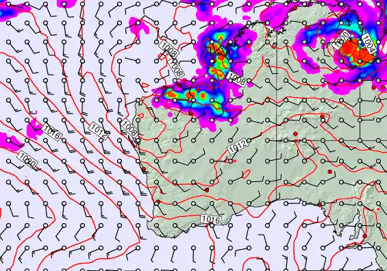 Western Australia forecast chart for Friday, March 20th, 2026 at 6:00 PM
