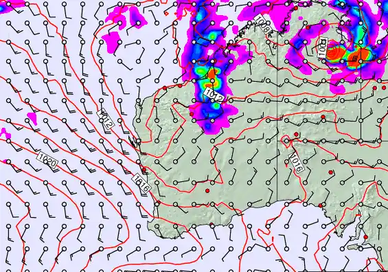 Western Australia forecast chart for Saturday, March 21st, 2026 at 12:00 AM