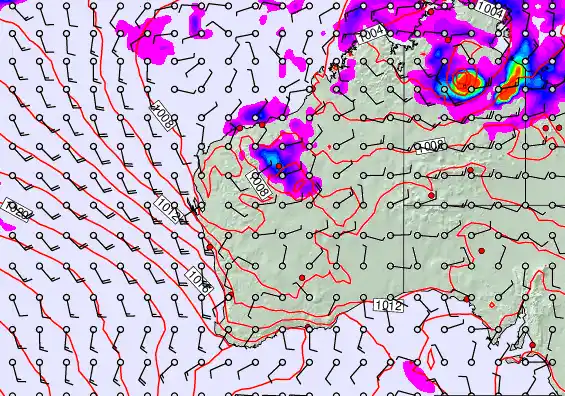 Western Australia forecast chart for Saturday, March 21st, 2026 at 6:00 AM