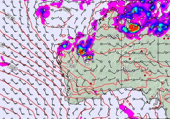 Western Australia forecast chart for Saturday, March 21st, 2026 at 12:00 PM