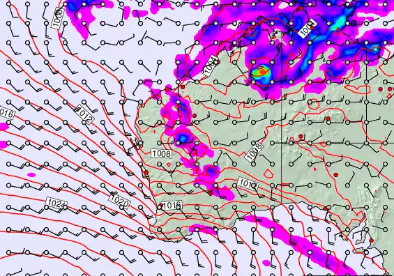 Western Australia forecast chart for Sunday, March 22nd, 2026 at 6:00 AM