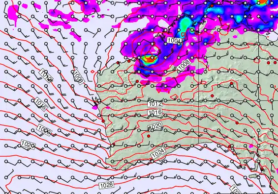 Western Australia forecast chart for Monday, March 23rd, 2026 at 6:00 AM