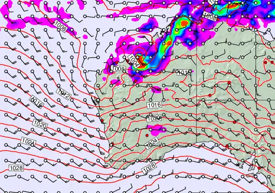 Western Australia forecast chart for Monday, March 23rd, 2026 at 12:00 PM