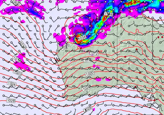 Western Australia forecast chart for Monday, March 23rd, 2026 at 6:00 PM