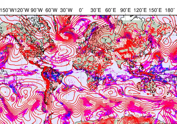 World forecast chart for Sunday, March 15th, 2026 at 12:00 AM