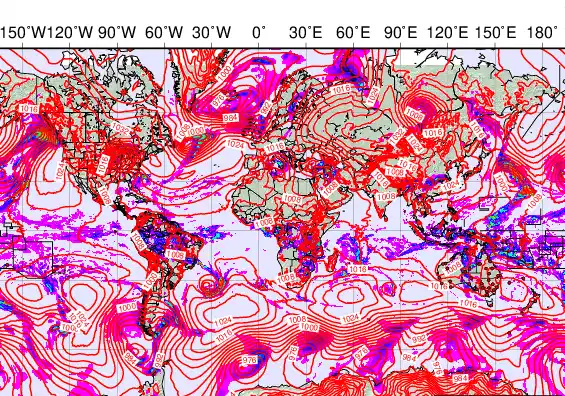 World forecast chart for Sunday, March 15th, 2026 at 6:00 PM