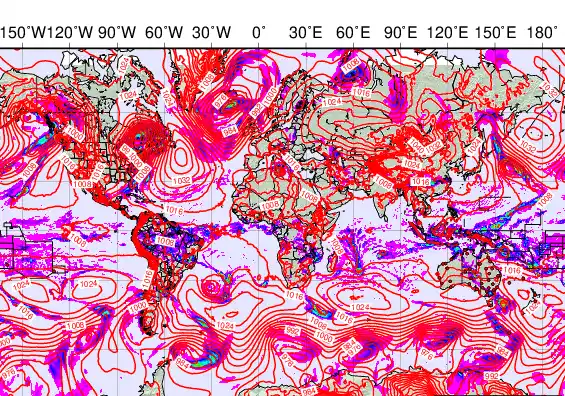 World forecast chart for Tuesday, March 17th, 2026 at 12:00 AM