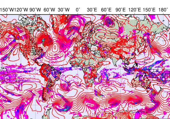 World forecast chart for Tuesday, March 17th, 2026 at 6:00 AM
