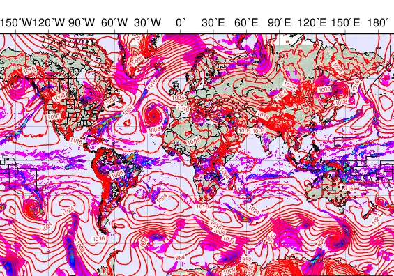 World forecast chart for Friday, March 20th, 2026 at 12:00 AM