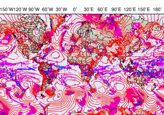 World forecast chart for Saturday, March 21st, 2026 at 6:00 PM