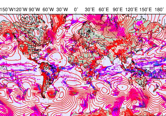 World forecast chart for Sunday, March 22nd, 2026 at 12:00 AM