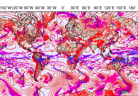 World forecast chart for Sunday, March 22nd, 2026 at 6:00 PM