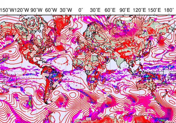 World forecast chart for Monday, March 23rd, 2026 at 12:00 AM