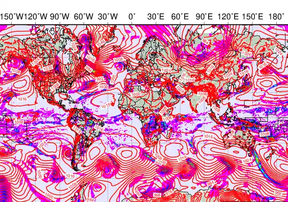 World forecast chart for Monday, March 23rd, 2026 at 12:00 PM