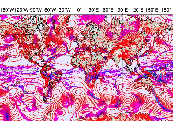 World forecast chart for Monday, March 23rd, 2026 at 6:00 PM