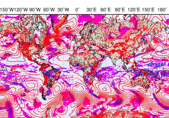 World forecast chart for Tuesday, March 24th, 2026 at 12:00 AM