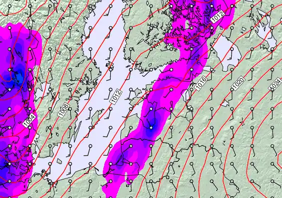Estonia forecast chart for Monday, March 16th, 2026 at 6:00 AM