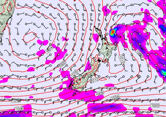 New Zealand forecast chart for Saturday, March 14th, 2026 at 6:00 PM