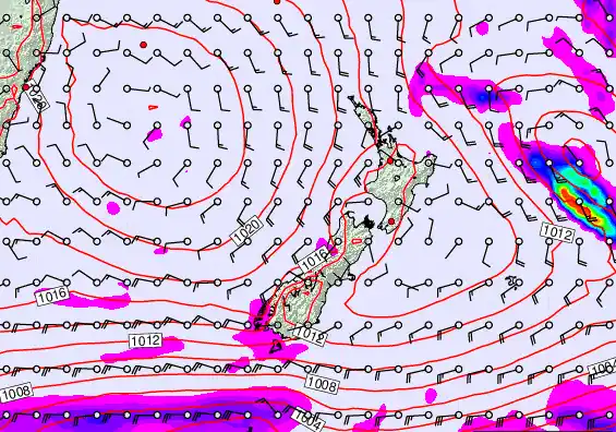 New Zealand forecast chart for Sunday, March 15th, 2026 at 6:00 AM