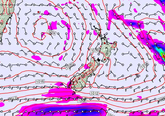 New Zealand forecast chart for Sunday, March 15th, 2026 at 12:00 PM