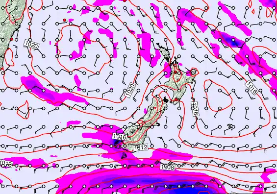 New Zealand forecast chart for Sunday, March 15th, 2026 at 6:00 PM