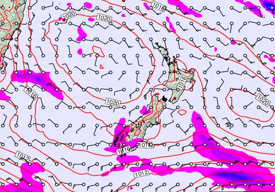 New Zealand forecast chart for Monday, March 16th, 2026 at 6:00 AM