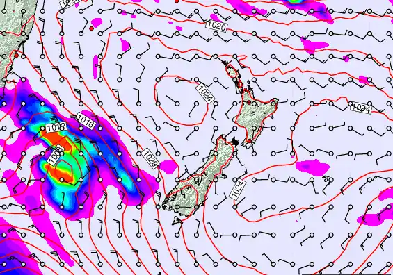 New Zealand forecast chart for Tuesday, March 17th, 2026 at 12:00 AM