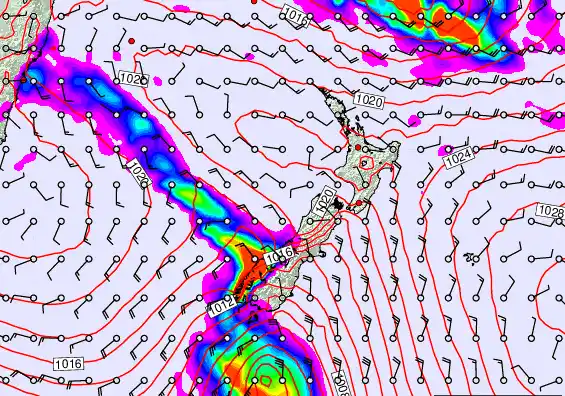 New Zealand forecast chart for Tuesday, March 17th, 2026 at 6:00 PM