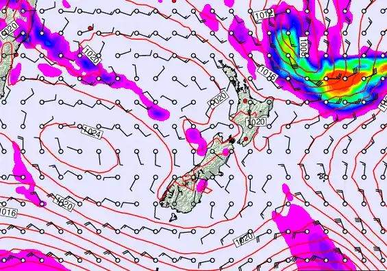 New Zealand forecast chart for Wednesday, March 18th, 2026 at 12:00 PM