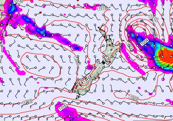 New Zealand forecast chart for Thursday, March 19th, 2026 at 6:00 AM