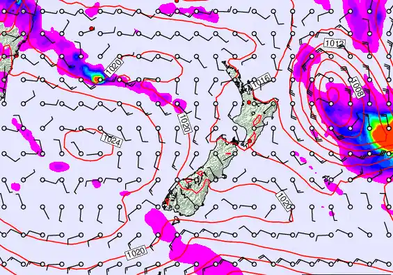 New Zealand forecast chart for Thursday, March 19th, 2026 at 12:00 PM