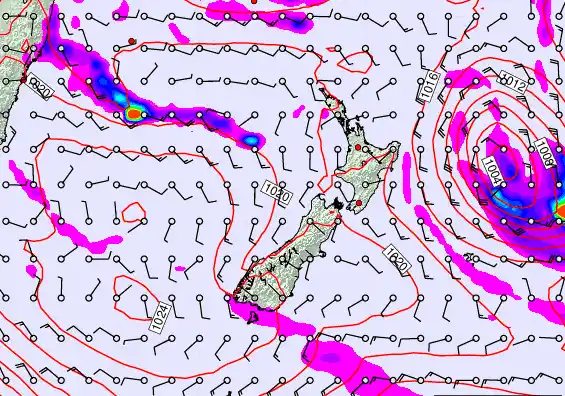 New Zealand forecast chart for Thursday, March 19th, 2026 at 6:00 PM